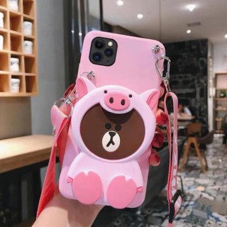 ỐP LƯNG IPHONE GẤU VÍ HÌNH THÚ KÈM DÂY DÀNH CHO IPHONE 11 / 11 pro / 11pro max - ỐP DẺO