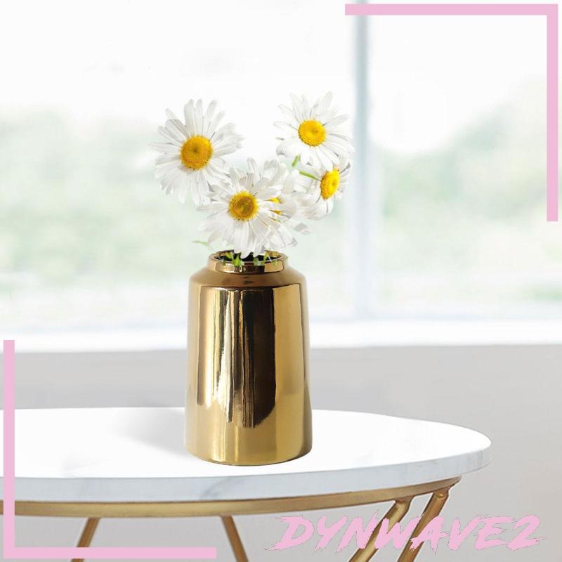 Lọ hoa bằng gốm có giá đỡ màu vàng phong cách Bắc Âu trang trí nhà cửa DIY