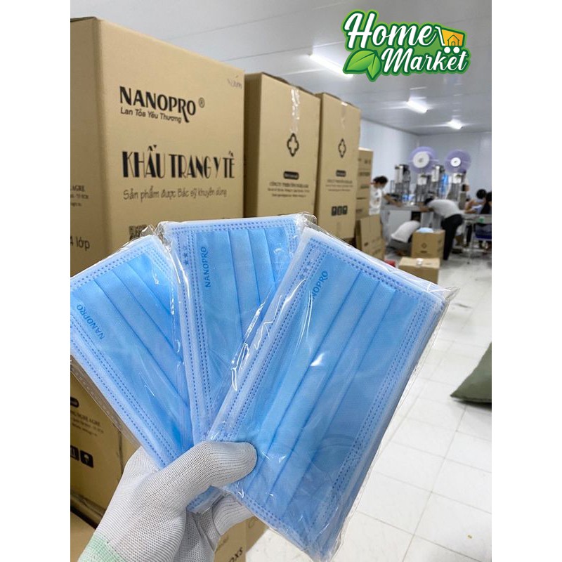 [Mã SR14MAY5 giảm 20K đơn 50K] ( Hộp 50 Cái ) Khẩu Trang Y Tế Kháng Khuẩn 4 lớp Cao Cấp Không Thấm Nuớc NANOPRO