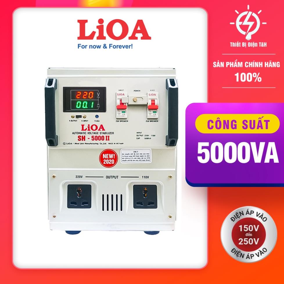 Ổn áp Lioa 5kva, 1 pha, dải điện 150v, SH-5000II