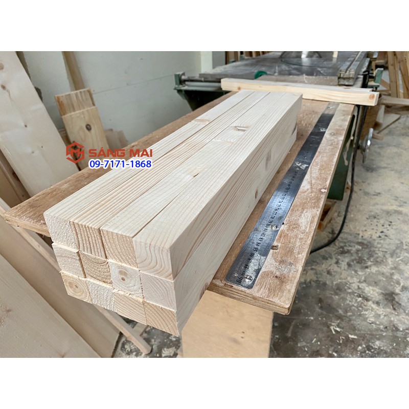 [MS88] Thanh gỗ thông vuông 3cm x 3cm x dài 50cm + láng mịn 4 mặt