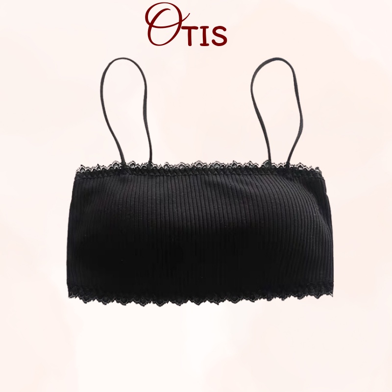 Áo lót bra cotton co dãn đệm mỏng họa tiết viền ren xinh xắn cho nữ OTIS - A636