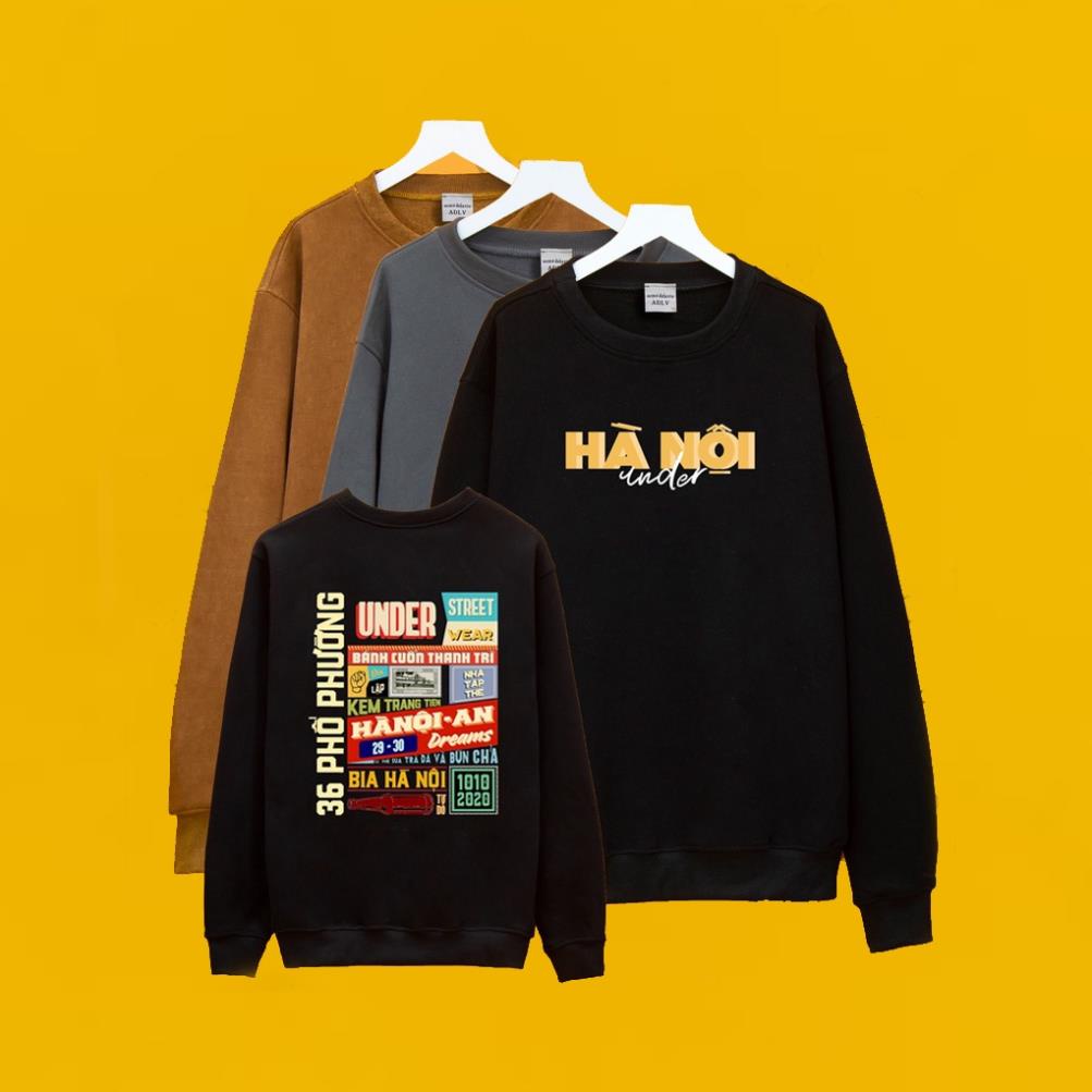 Áo Sweater Hà Nội Under Nỉ Da Cá Mỏng , Áo Sweatshirt Unisex Form Rộng Thời Trang Nam Nữ TATO Xịn