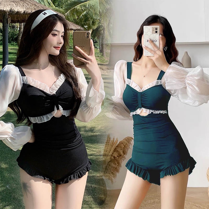 Đồ Bơi Một Mảnh Tay Dài Dáng Ôm Phong Cách Hàn Quốc Thời Trang Gợi Cảm 2022 FT6001