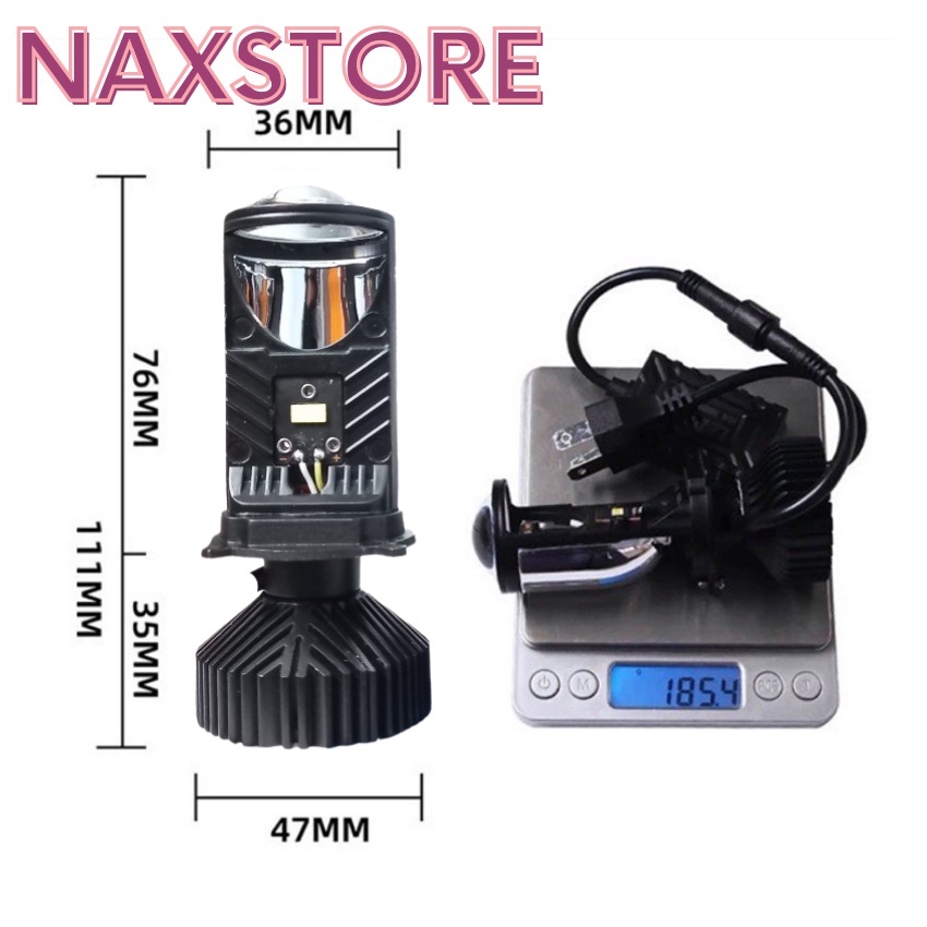 Đèn pha LED bi cầu mini T9 chân H4 Đèn pha led cos cắt sáng gom tản nhiệt quạt lắp đc cho xe máy và ô tô -DPLT9