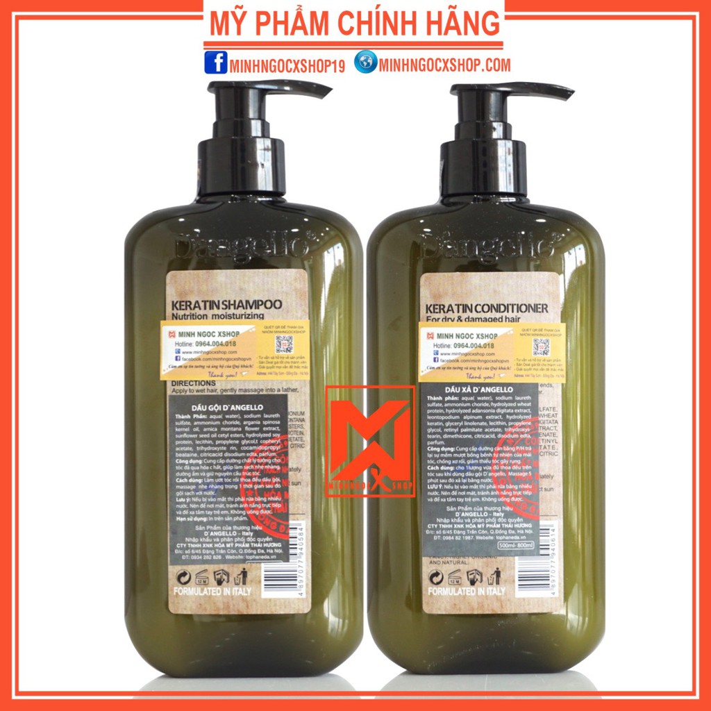 DA'NGELLO DẦU GỘI XẢ KERATIN DANGELLO SIỀU MƯỢT 500ML - CHÍNH HÃNG