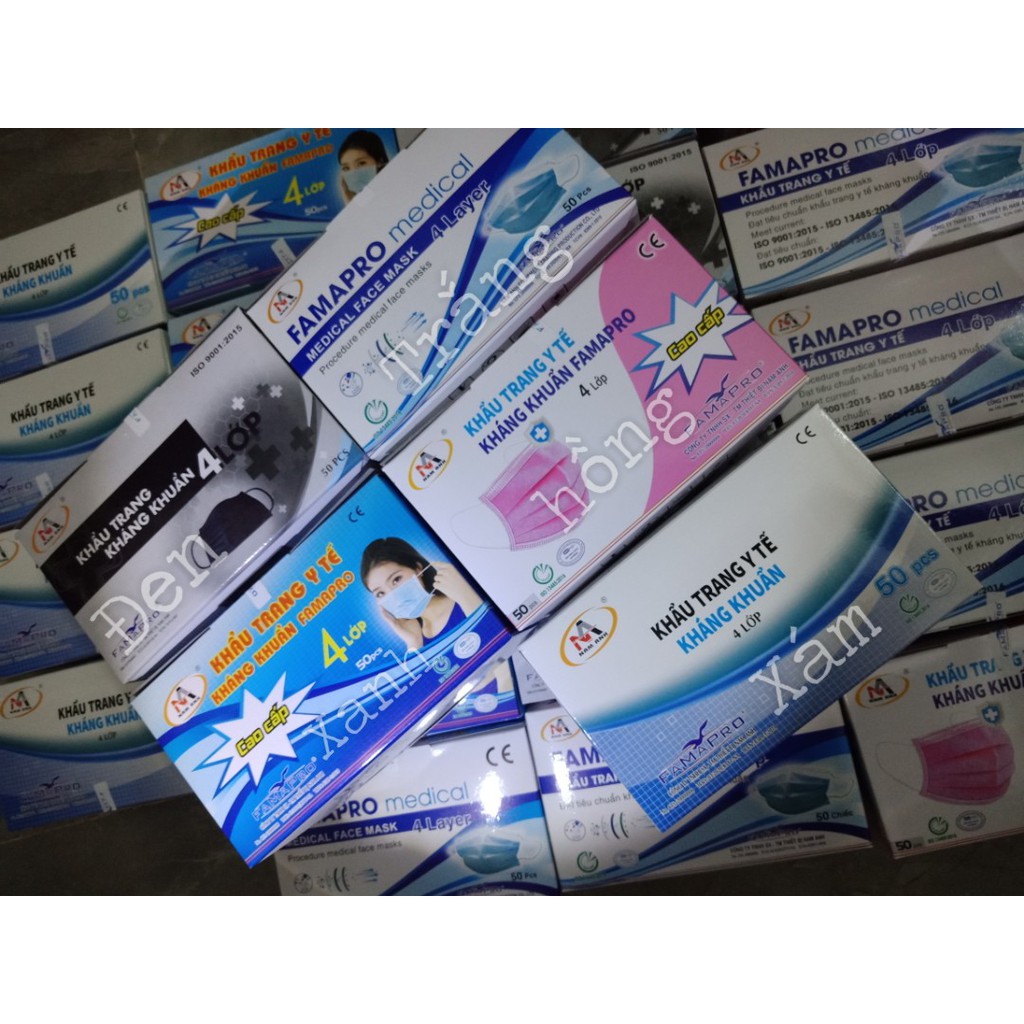 (1 HỘP 50 cái) khẩu trang y tế KHÁNG KHUẨN 4 lớp FAMAPRO | BigBuy360 - bigbuy360.vn