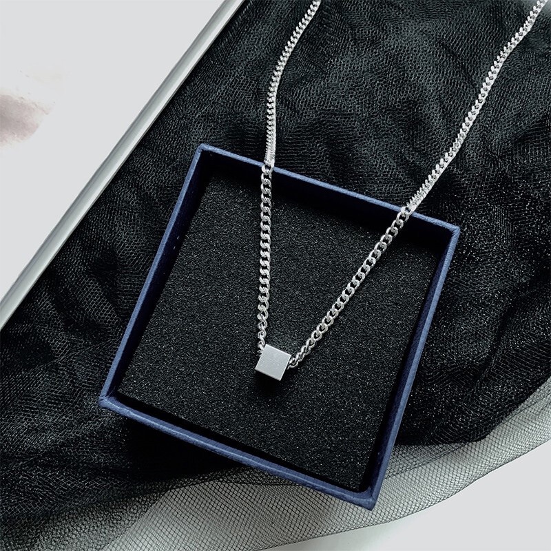 Phụ Kiện Nam Trang Sức dây chuyền bạc nam Unisex đính đá Đẹp thời trang cá tính Lucifer Store Titan Vòng cổ Square chain