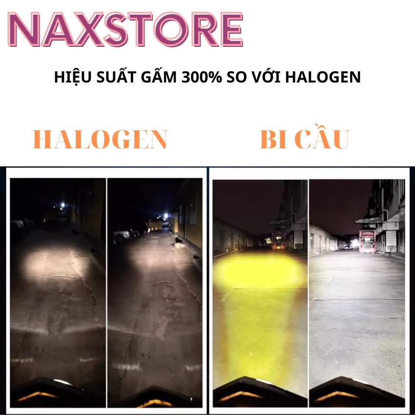 Đèn pha led bi cầu mini chân H4 cos vàng pha trắng đèn pha siêu sáng lắp xe máy -DPBV
