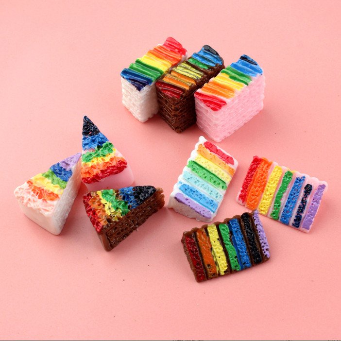 Set 3 cái bánh rainbow phụ kiện thức ăn cho nhà búp bê, Dollhouse DIY