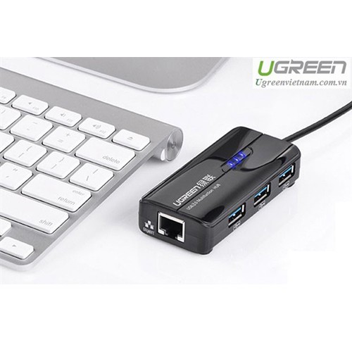Cáp Chuyển Đổi Ugreen USB 3.0 Sang RJ45 3 x USB 3.0 20265 (15cm) - Hàng chính hãng