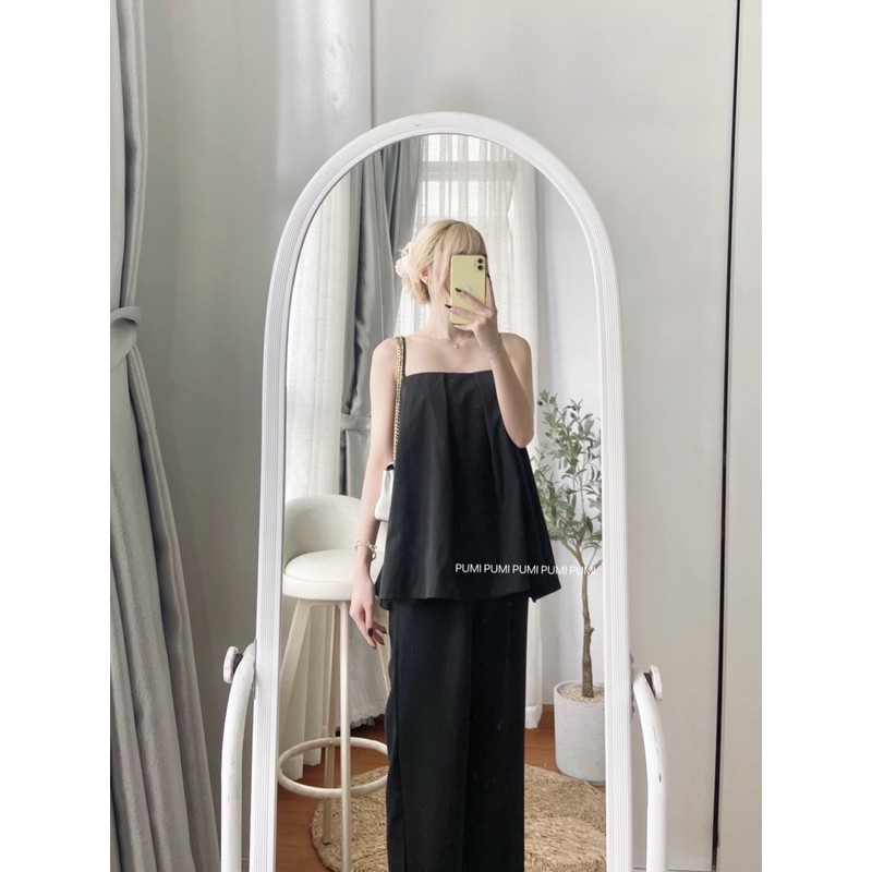 [Mã WASKT304 giảm 15% tối đa 30K đơn 99K] Áo 2 dây xếp ly ngực 2 màu freesize Pumi | BigBuy360 - bigbuy360.vn