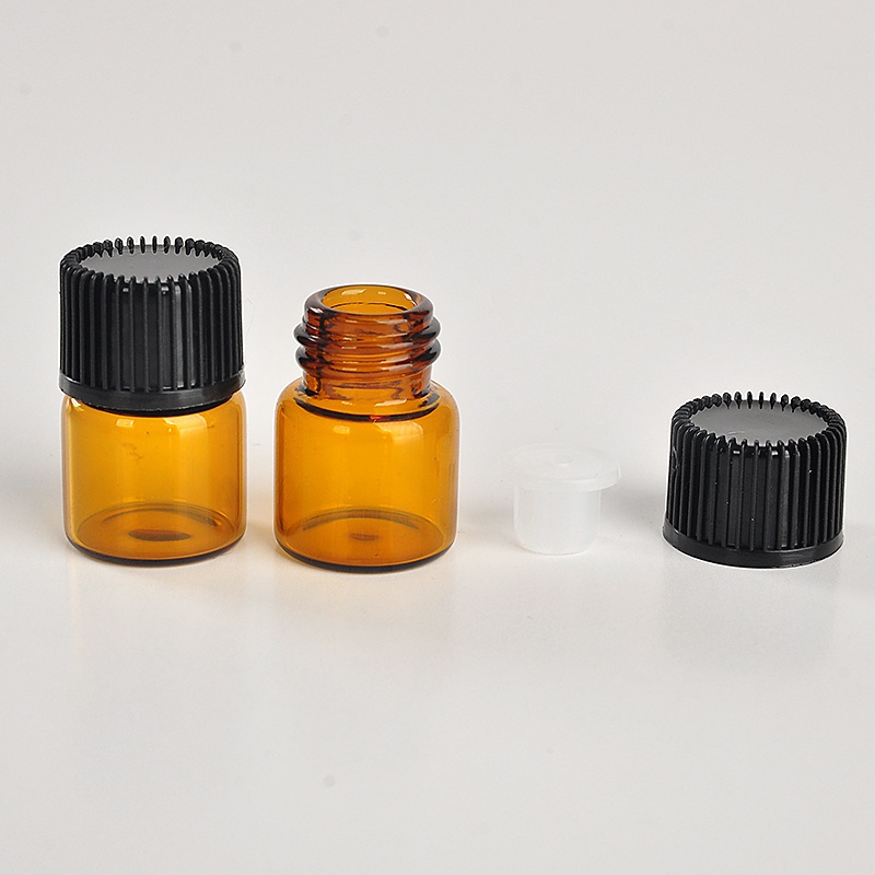 [Hàng mới về] Chai thủy tinh mini 1ml màu hổ phách có nắp màu đen dùng lưu trữ mỹ phẩm