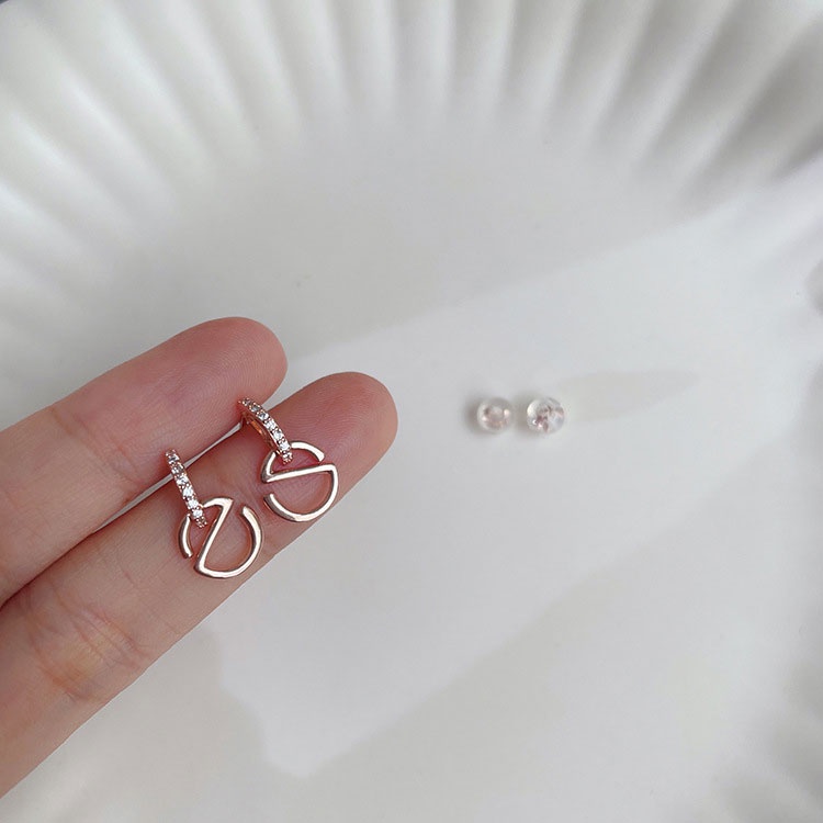 XiaoboACC Bông Tai Chốt Bạc 925 Đính Đá Zircon Phong Cách Phim Hàn Quốc &quot;Nevertheless&quot;