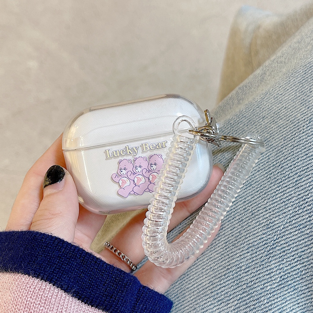 Vỏ Bảo Vệ Hộp Sạc Tai Nghe airpods 1 2 Pro 3rd Generation Pro 1/2 Trong Suốt Chống Sốc Họa Tiết Hoạt Hình Kèm Dây Đeo Kiểu Nhật Hàn