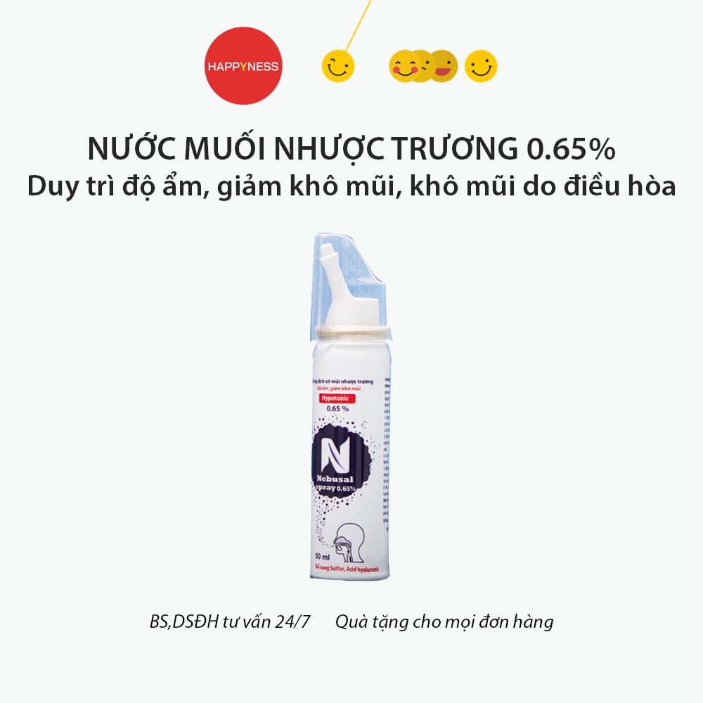 Nước muối sinh lý xịt mũi Nebusal - Nước muối ưu trương, nhược trương, đẳng trương - Lọ 50ml