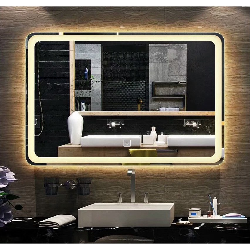 Gương đèn LED - Cảm ứng - Hình chữ Nhật, Size: 40x60cm, 50x70cm