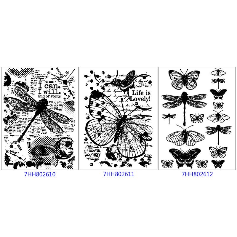 Con Dấu Silicone Trong Suốt Hình Chuồn Chuồn Và Bướm Trang Trí Scrapbook