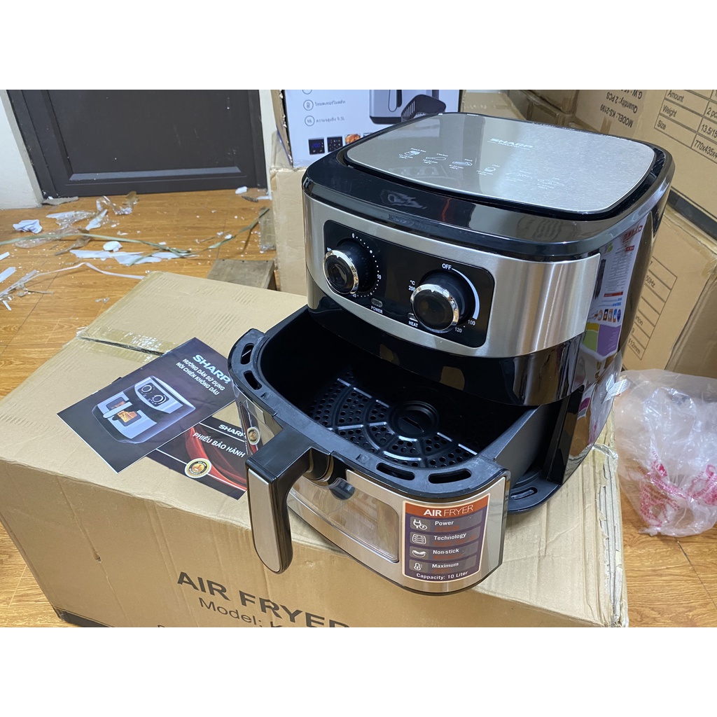 Nồi Chiên Không Dầu SHARP 10L KS10 Dung Tích Siêu To, Công Nghệ Hiện Đại Cho Nhà Bếp. Khay Kính. Bảo Hành 12 Tháng