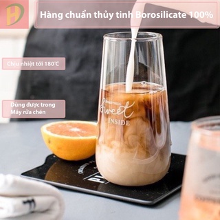 Ly thủy tinh chịu nhiệt 400ml - 500ml , cốc thủy tinh Sweet phong cách Hàn Quốc