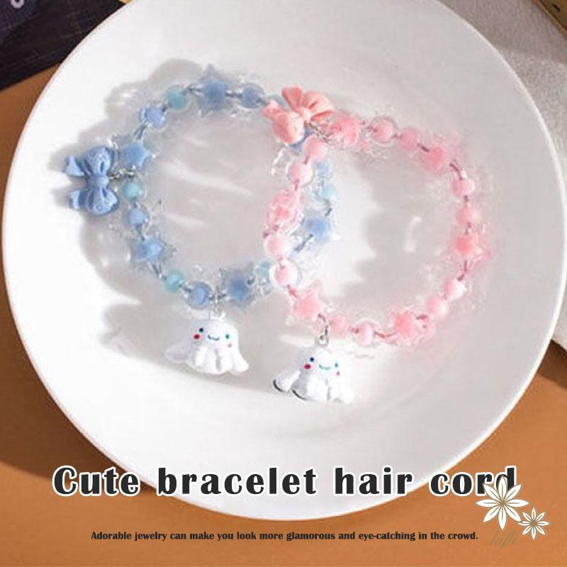 【kifli】Vòng đeo tay đính hạt hình ngôi sao giai điệu và nơ/ tai cún cỡ lớn đáng yêu thiết kế cỡ lớn cho nữ