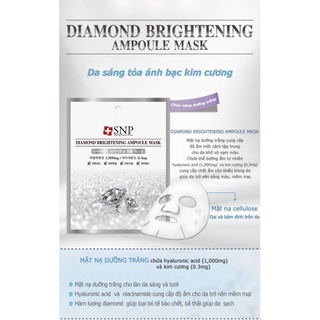 Mặt Nạ Ampoule Tinh Chất Kim Cương Dưỡng Da Trắng Sáng SNP Diamond Brightening Ampoule Mask 25ml