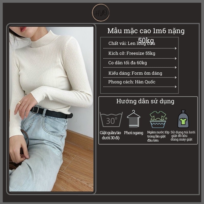 Áo Len Nữ giữ nhiệt cổ 3 phân vải len tăm mỏng Quảng Châu cao cấp | BigBuy360 - bigbuy360.vn