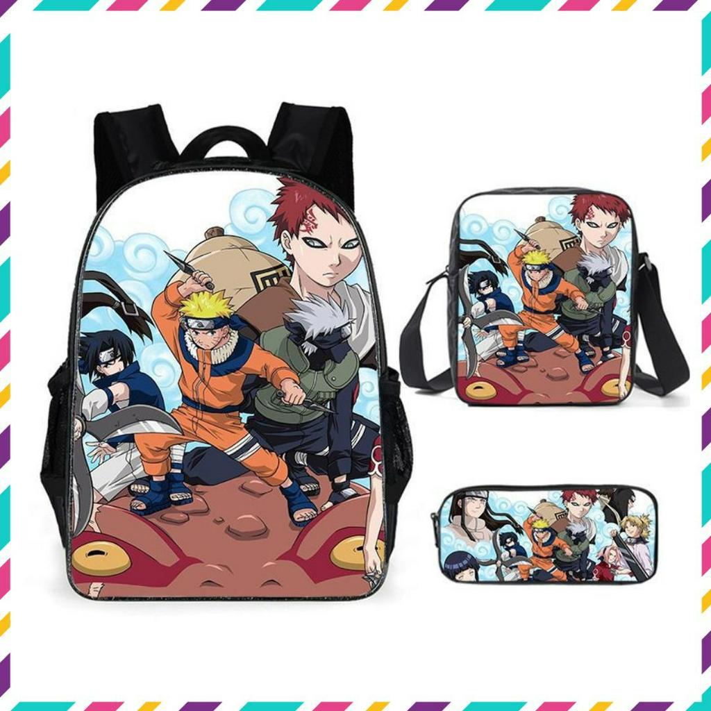 Balo đi học, balo học sinh cấp 1, túi đeo chéo, hộp bút hoạ tiết naruto, sasuke , balo thời trang cho học sinh