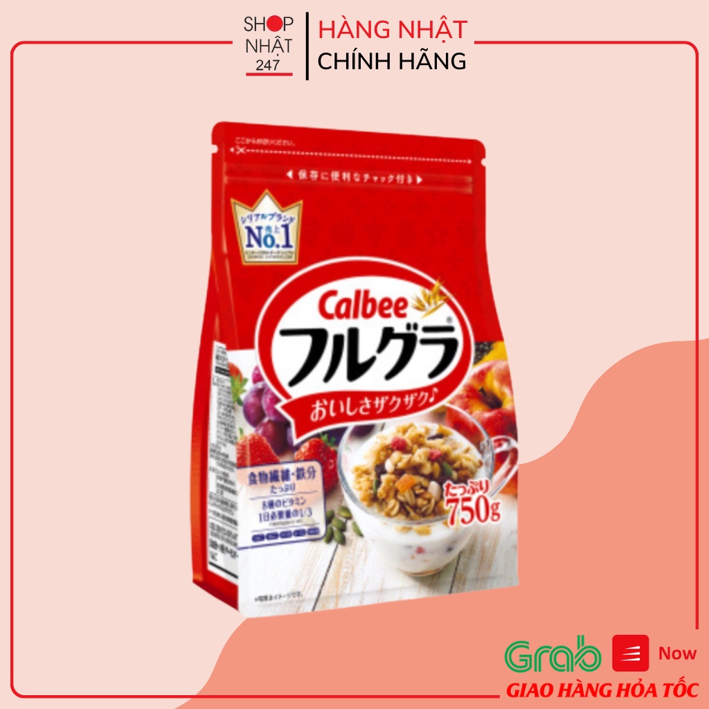 [Hỏa Tốc HN] Date 2023 Ngũ cốc calbee 750g màu đỏ Nội địa Nhật Bản