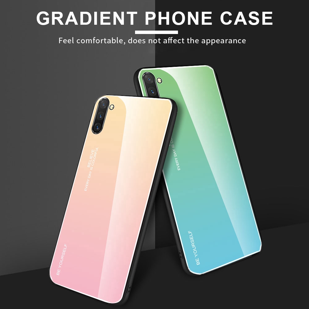 Ốp điện thoại TPU mặt kính cường lực màu gradient cho Samsung Galaxy Note 10 Pro 9 8 S10 Plus S10e A7 2018