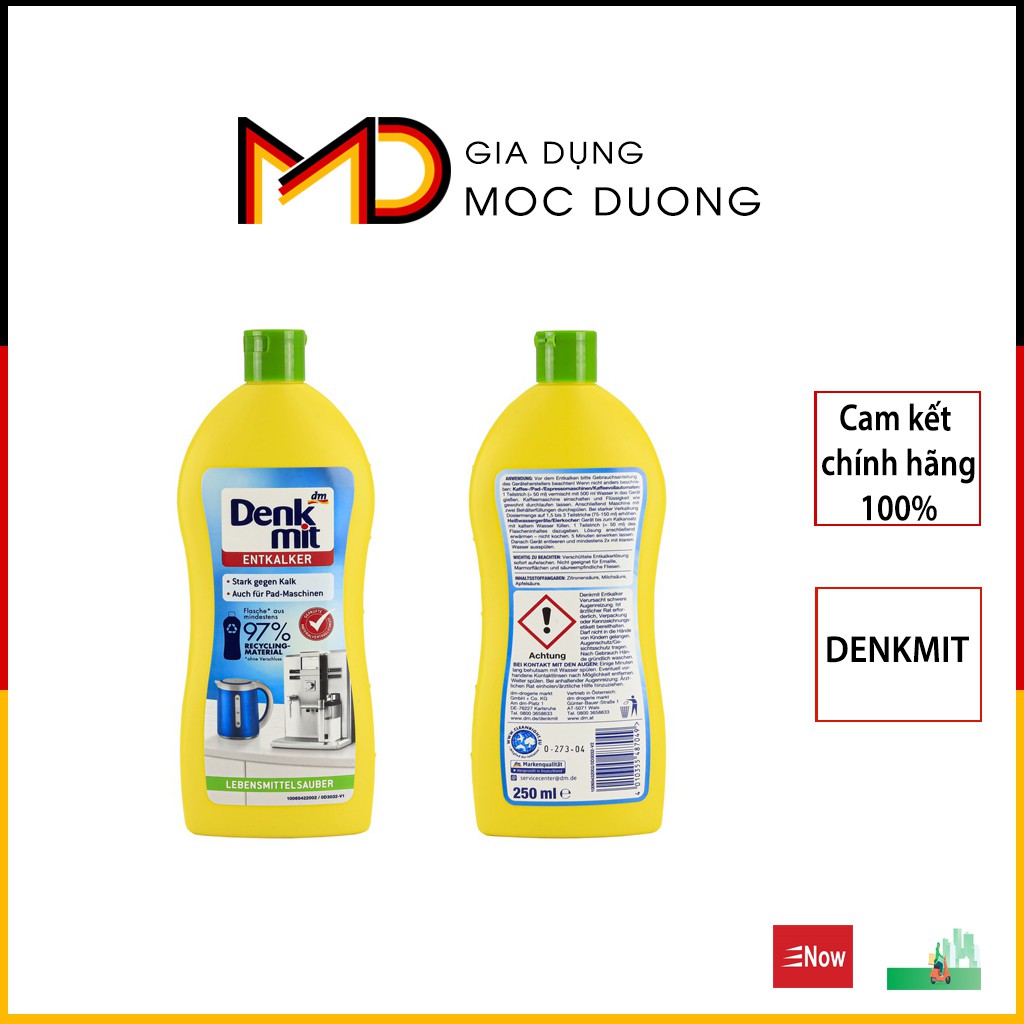 Dung dịch tẩy khử cặn canxi, vôi trong ấm nước, bình siêu tốc, máy pha cà phê Denkmit 250ml [HÀNG ĐỨC]