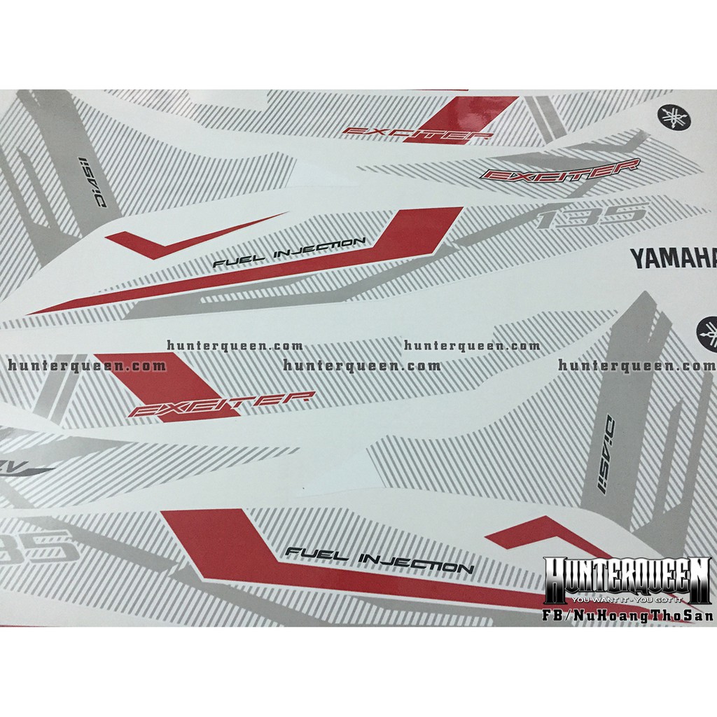 Tem rời Exciter 2011 - RC 2016 trắng đỏ  - Tùy chỉnh theo yêu cầu - Tem chế Exciter 135 chất lượng cao