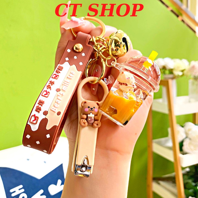 Móc chìa khóa kèm bấm móng tay hình chú gấu đáng yêu, móc chìa khóa ô tô, xe máy đẹp; móc treo cặp, balo - CT SHOP