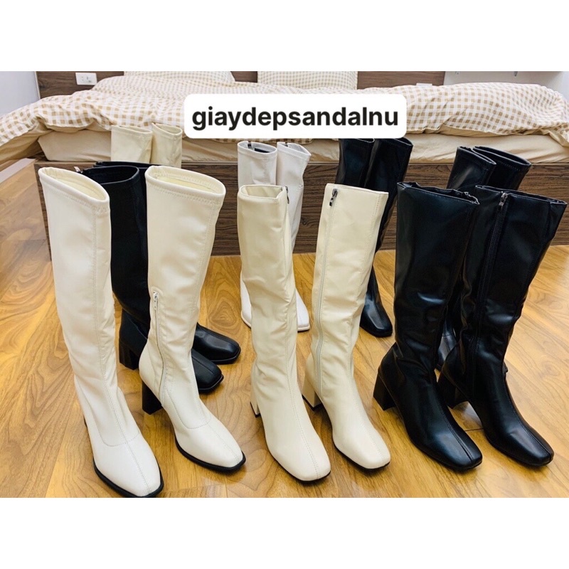 Giày bốt da nữ cao cổ da mềm Cao Cấp - boots nữ cổ cao khoá cạnh giá rẻ [Hàng sẵn]