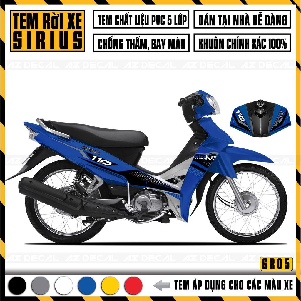 Tem Sirius RC Mẫu 110 Chế Mới Nhất | SR05 | Team Sirius Xanh Đen Cam Đen Xanh Trắng Đỏ Đen Decal Rời Dễ Dán