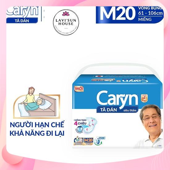 Tã bỉm dán Người lớn Caryn siêu thấm M 20 miếng,tã người già size m dành cho người hạn chế khả năng đi lại