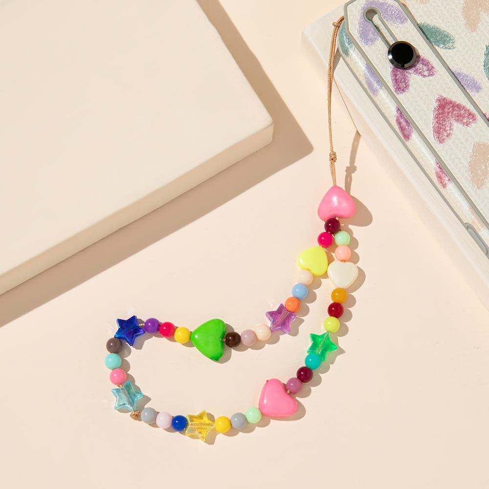 NORMAN Bohemia Mobile Phone Lanyard For Mobile Phone Case Cell Phone Lanyard Mobile Phone Strap Anti-Lost Acrylic Bead Colorful Hanging Cord Smile Ins Soft Pottery Rope