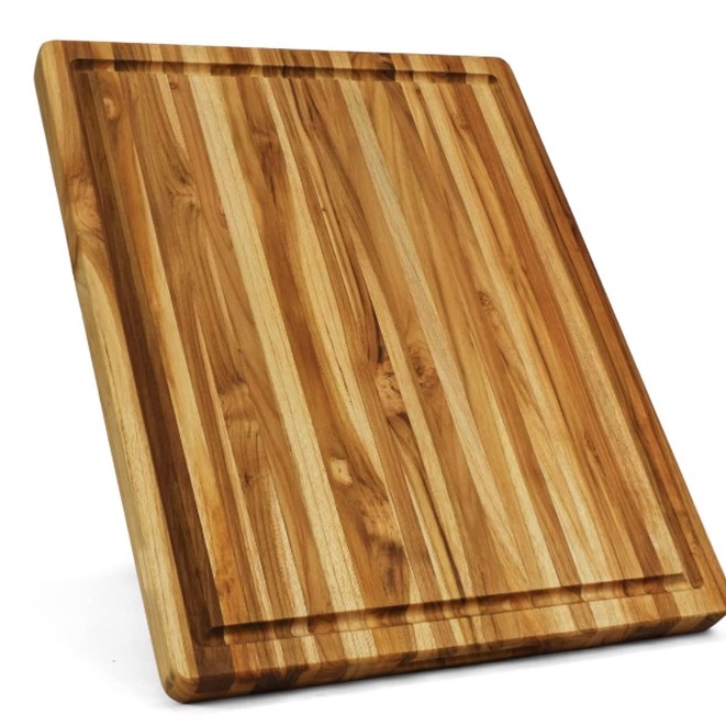 Thớt gỗ trang trí đồ ăn kiểu dáng Vintage decor Wood Carving Board - Thớt gỗ teak cao cấp hình chữ nhật 460x360x25 mm