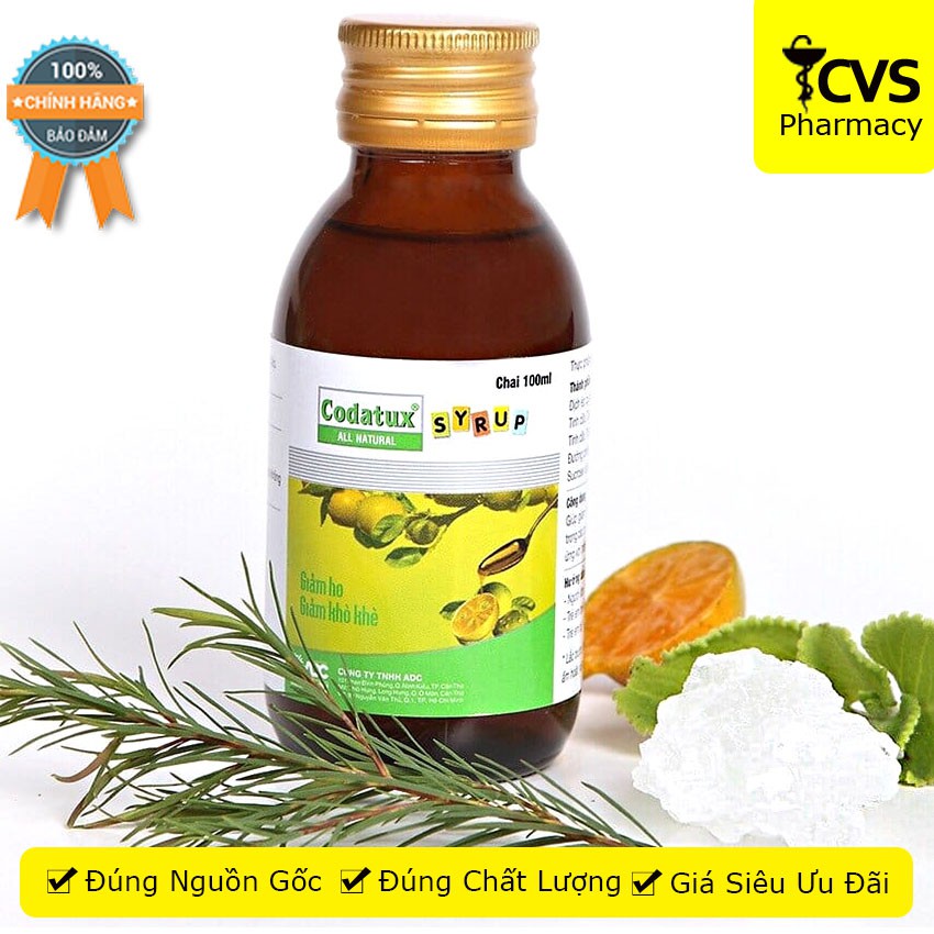 Codatux Syrup - Chai siro 100ml Giúp Giảm Ho & Viêm Họng - cvspharmacy