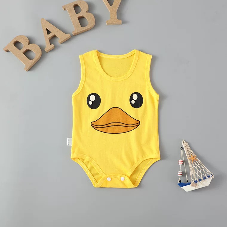 Bộ Áo Liền Quần Tam Giác Sát Nách Vải Cotton In Hoạt Hình Dễ Thương Cho Bé Từ 0-18 Tháng Tuổi