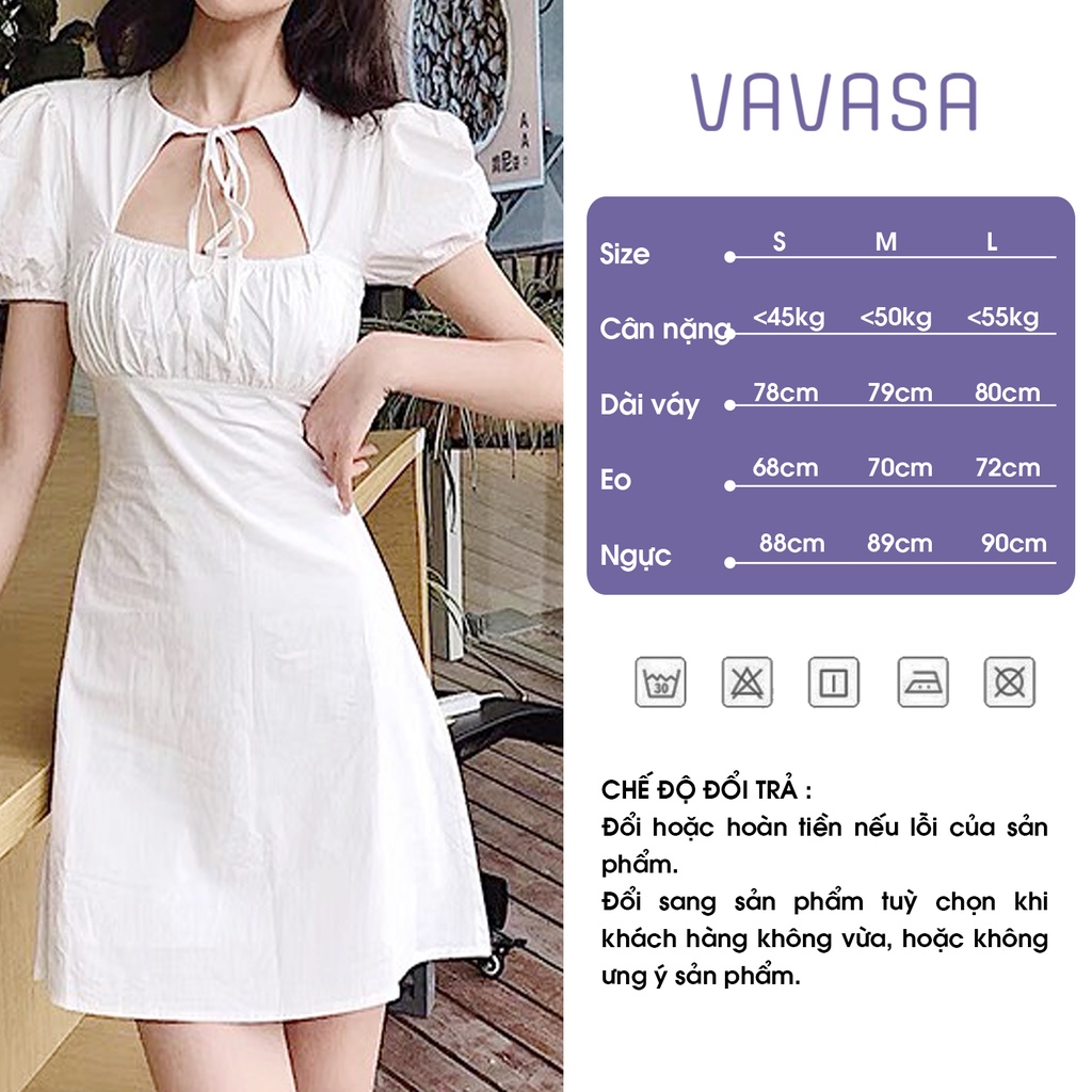 Váy đầm nữ dáng xòe dây ngực buộc dây, khóa kéo sau V13 VAVASA