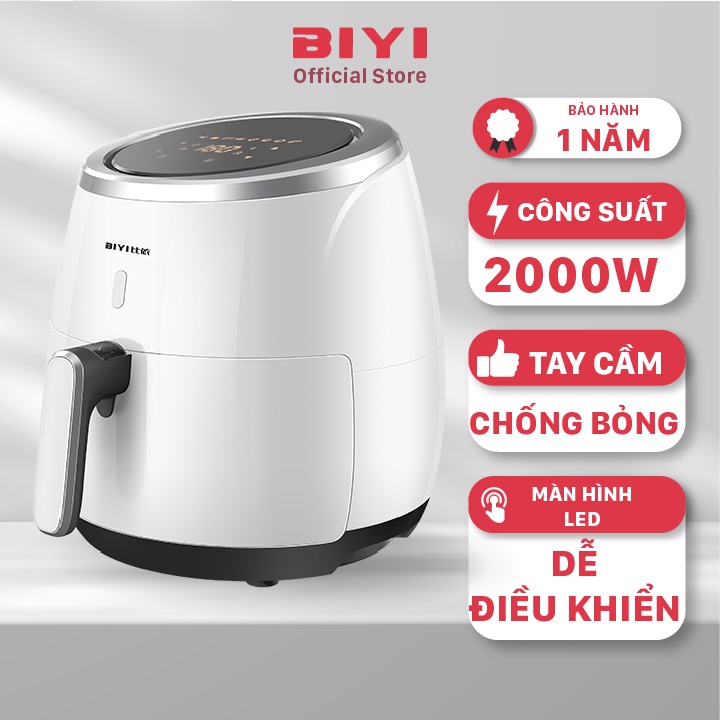 Nồi chiên không dầu 6,4L 2000W BIYI AF-25A - Phủ lớp chống dính, siêu bền - BH 12 tháng