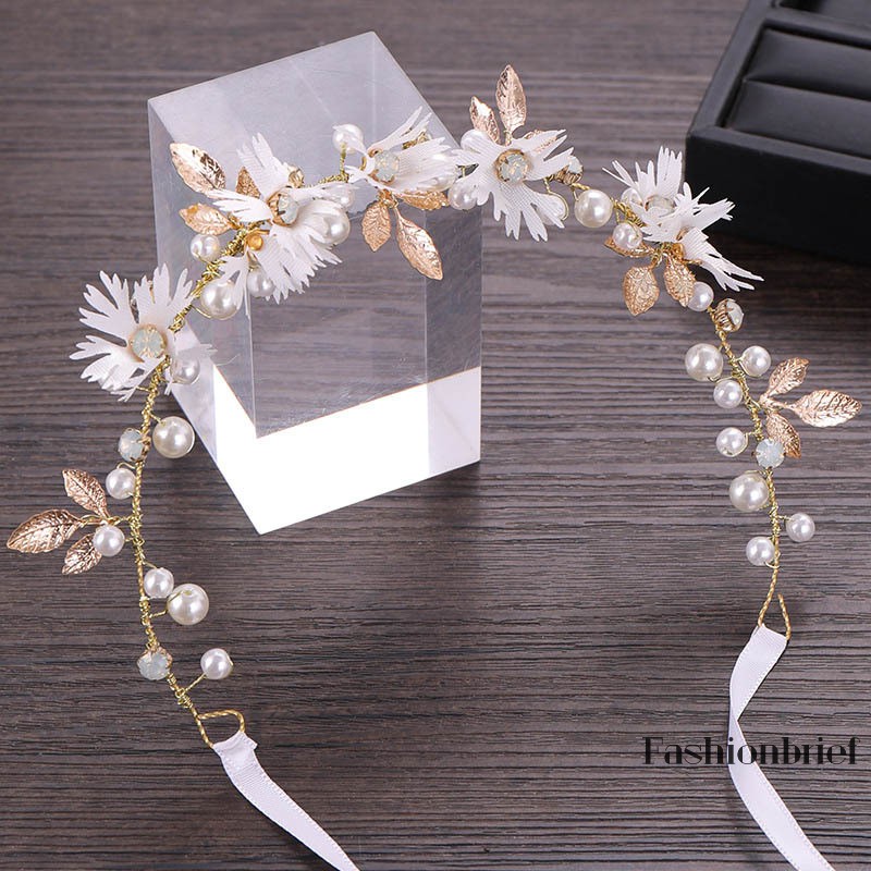 Cài tóc hình bông hoa đính đá và ngọc trai giả phong cách thanh lịch cho nữ