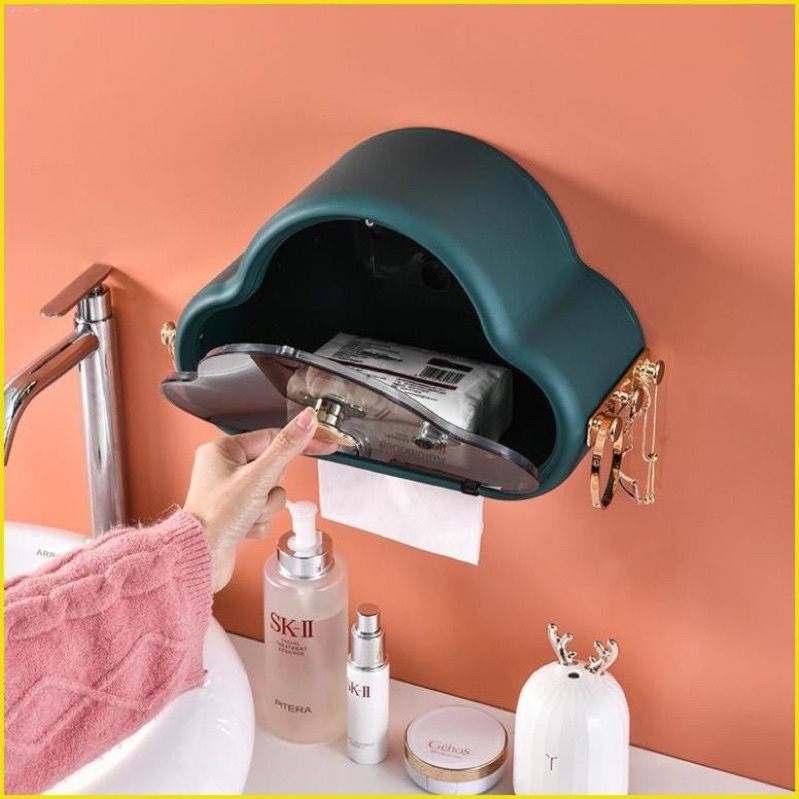 Hộp đựng đồ nhà tắm dán tường mây size to, kệ để đồ nhà tắm nhựa cao cấp