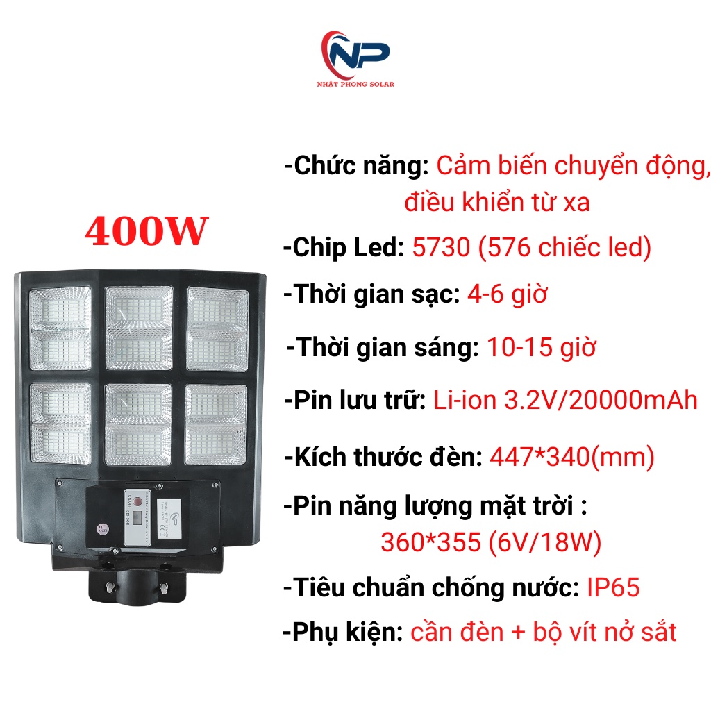 Đèn led năng lượng mặt trời trang trí sân vườn liền thể kép 400W mẫu mới,cảm biến chuyển động,có điều khiển, BH 2 năm