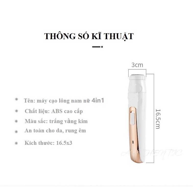 GiGiBomstore Máy triệt lông đa chức năng - 4 trong 1, có thể tỉa lông mũi, lông chân, dễ dàng mang theo