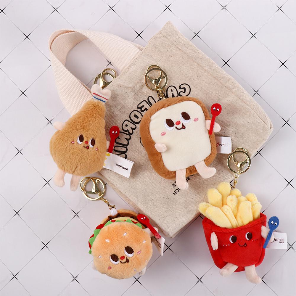 Móc Khóa Hình Bánh Hamburger Nhồi Bông Dễ Thương