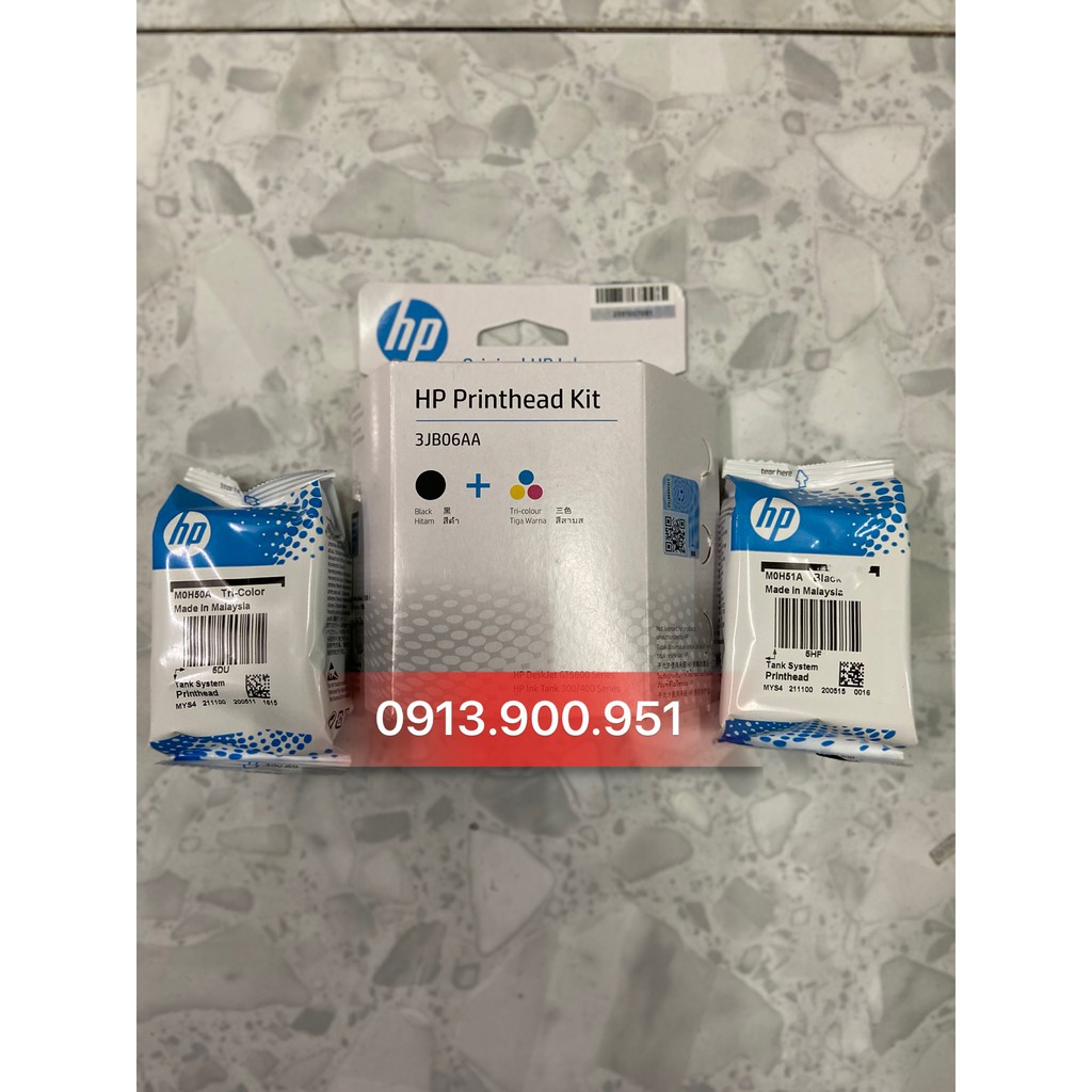 2 Đầu phun đen và màu in phun HP GT51-GT52 3JB06A -Dùng cho máy Hp 5800 / 5810 / HP Ink Tank 300 / 310 / 319 / 410 / 415