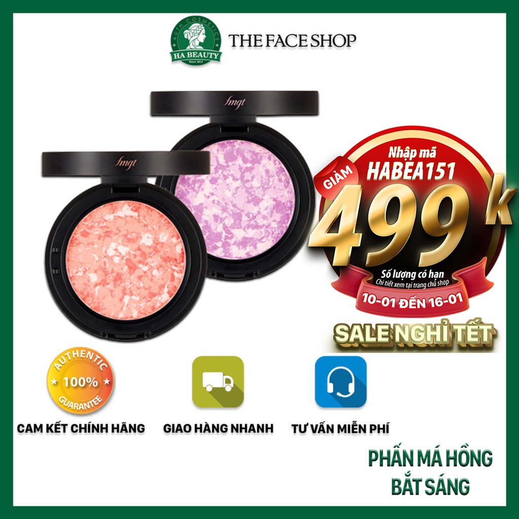 Phấn má hồng trang điểm bắt sáng bóng khỏe cho da The Face Shop fmgt Marble Beam Blush 7g