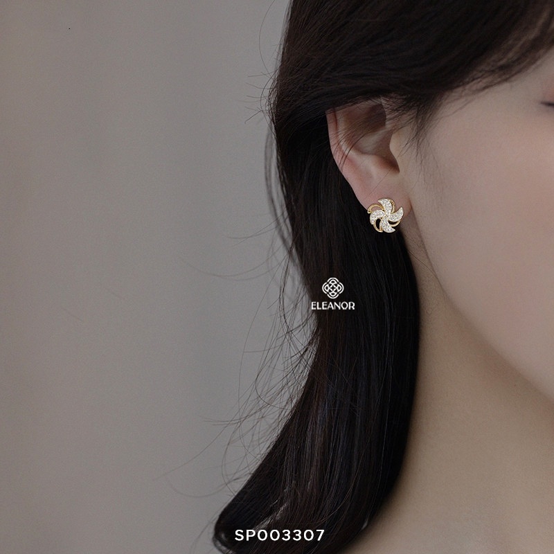 Bông tai nữ chuôi bạc 925 đính đá Eleanor Accessories thiết kế mặt xoay chong chóng phụ kiện trang sức 3307